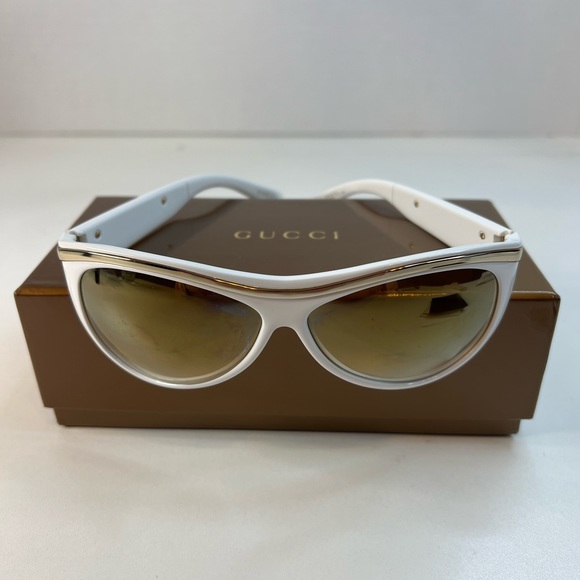 Gucci White w/Gold Trim Sunglasses - Picture 5 of 15